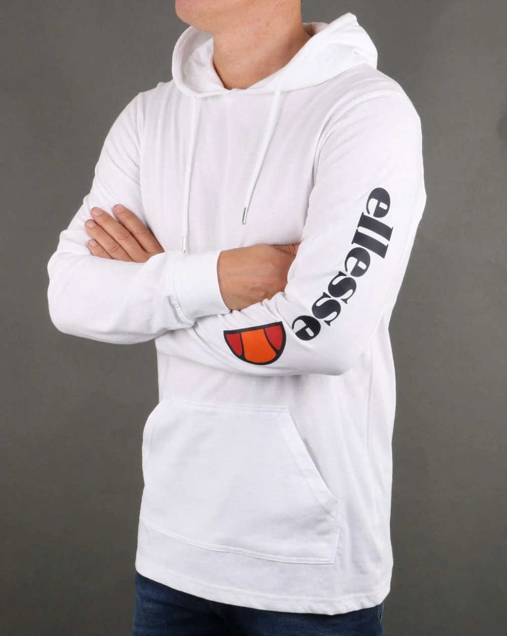 Ellesse Oratoria Hooded Long Sleeve T Shirt White - Image 2