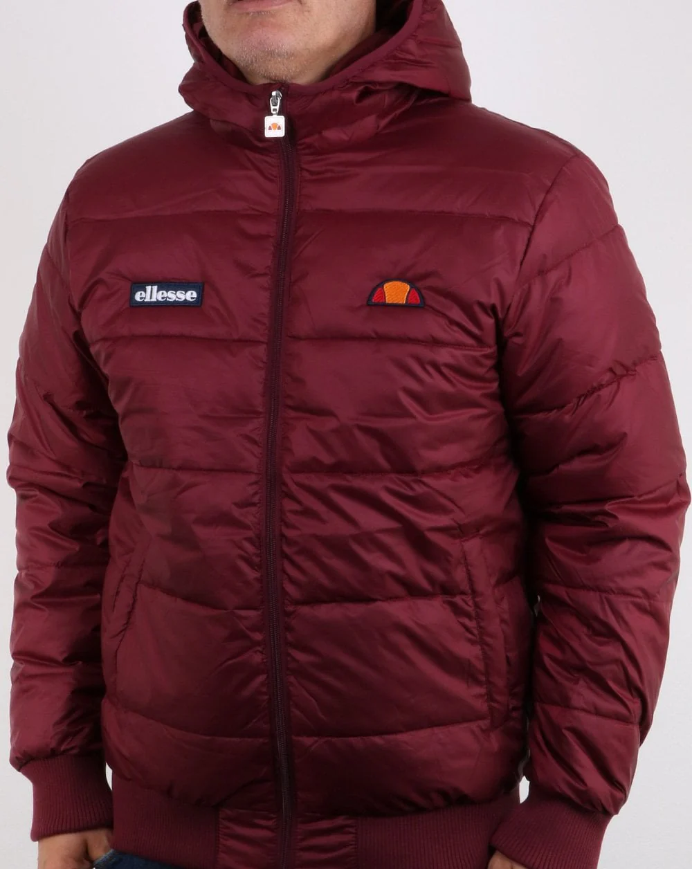 Ellesse Padded Bomber Jacket Burgundy - Image 2