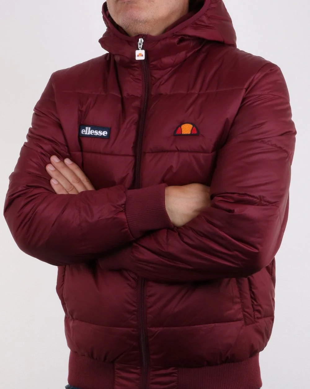 Ellesse Padded Bomber Jacket Burgundy - Image 3