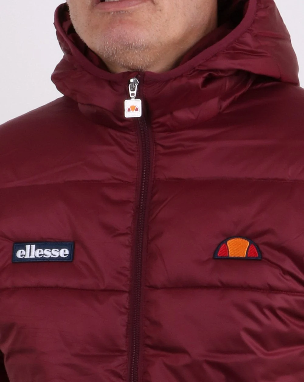 Ellesse Padded Bomber Jacket Burgundy - Image 4