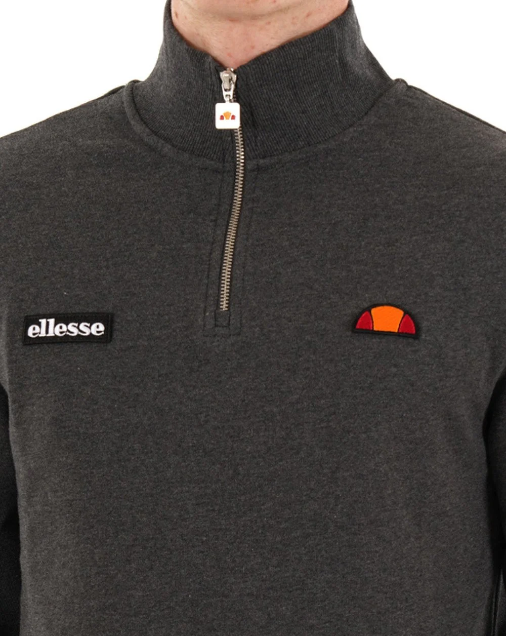 Ellesse Pelegrini 1/4 Zip Sweat Charcoal Marl - Image 3