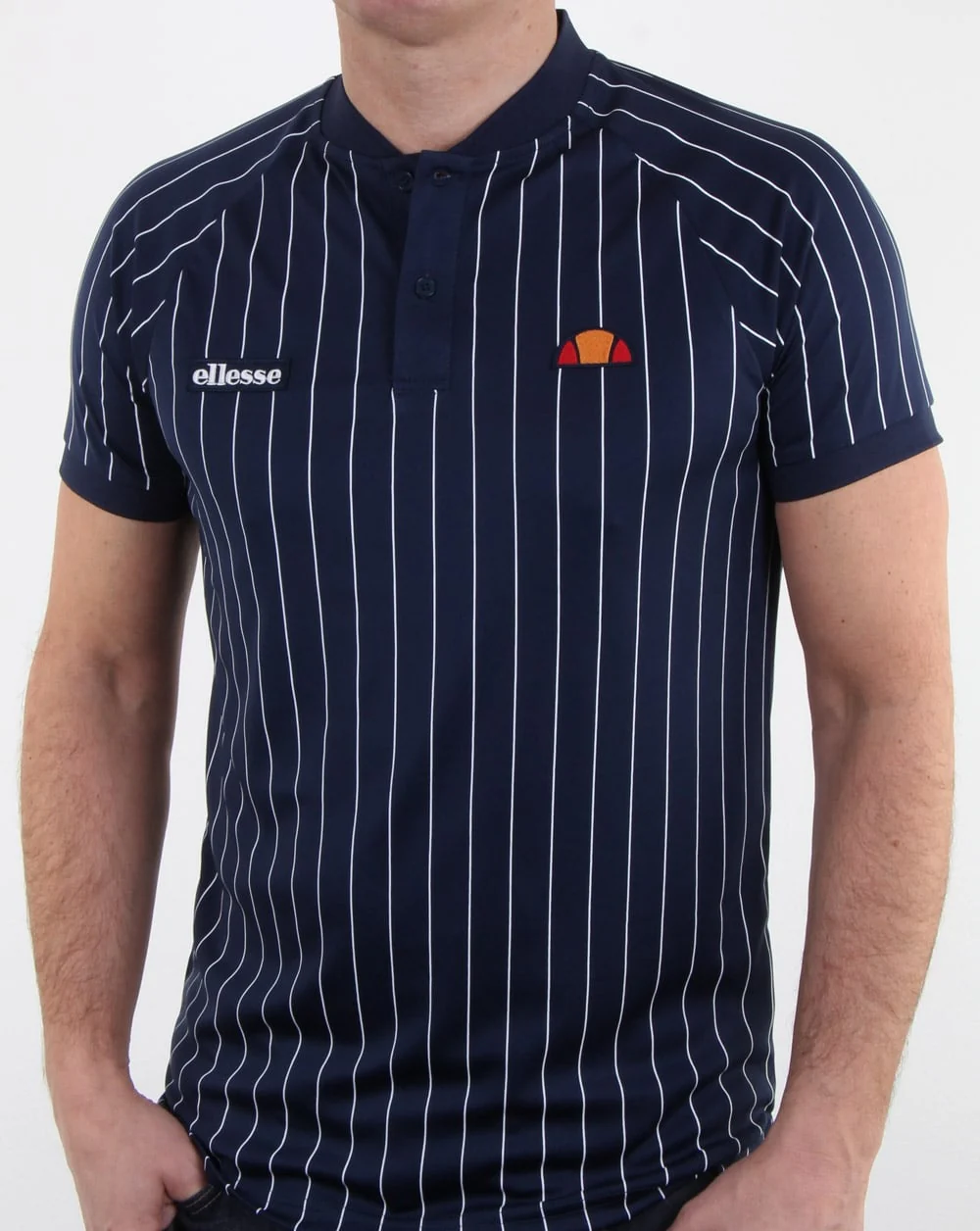 Ellesse Pin-Stripe Polo Shirt Navy