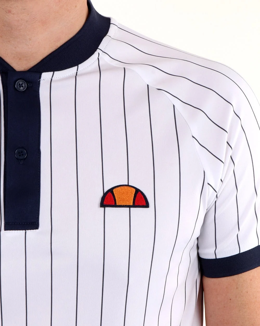 Ellesse Pin-Stripe Polo Shirt White - Image 2