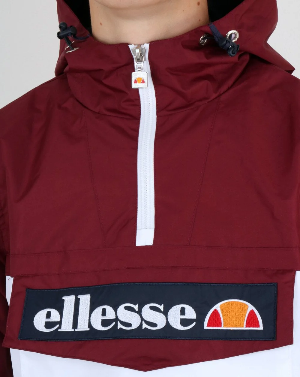 Ellesse Qtr Zip Dual Colour Jacket Burgundy-white - Image 2