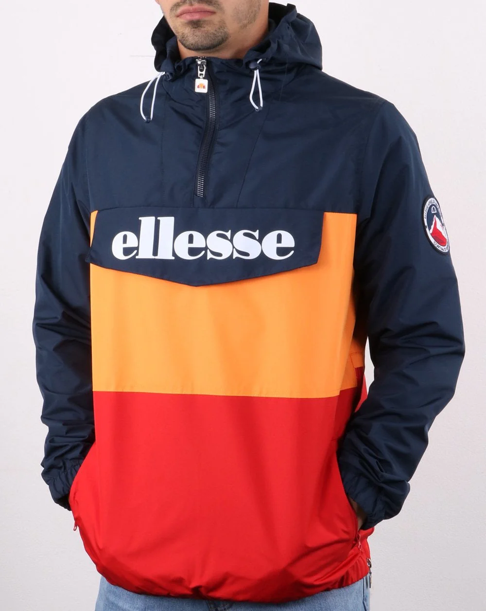 Ellesse Quarter Zip Jacket Trio Navy/Orange/Red - Image 2