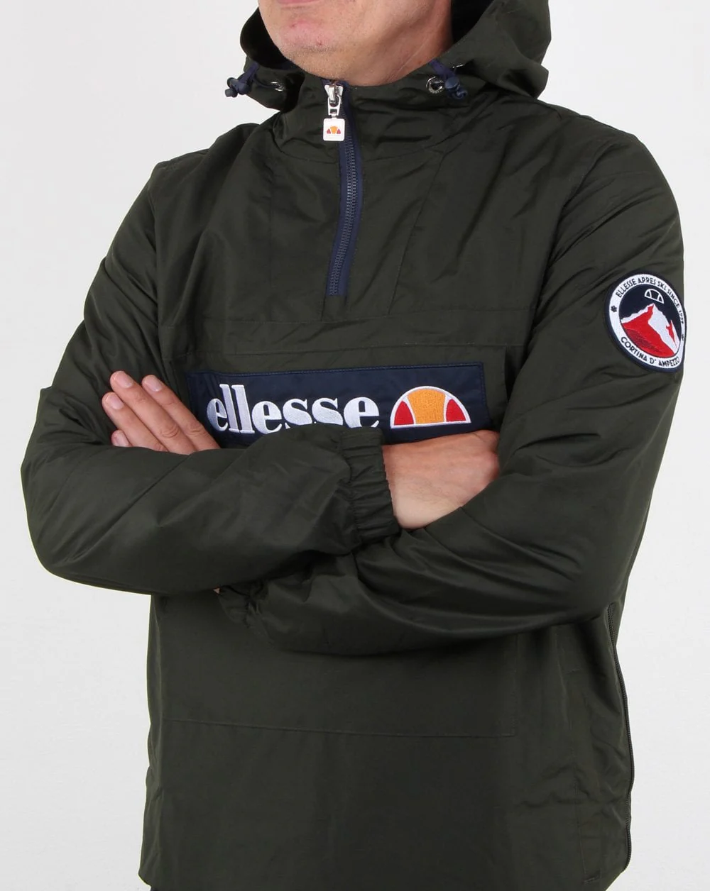 Ellesse Quarter Zip Overhead Jacket Deep Khaki - Image 2
