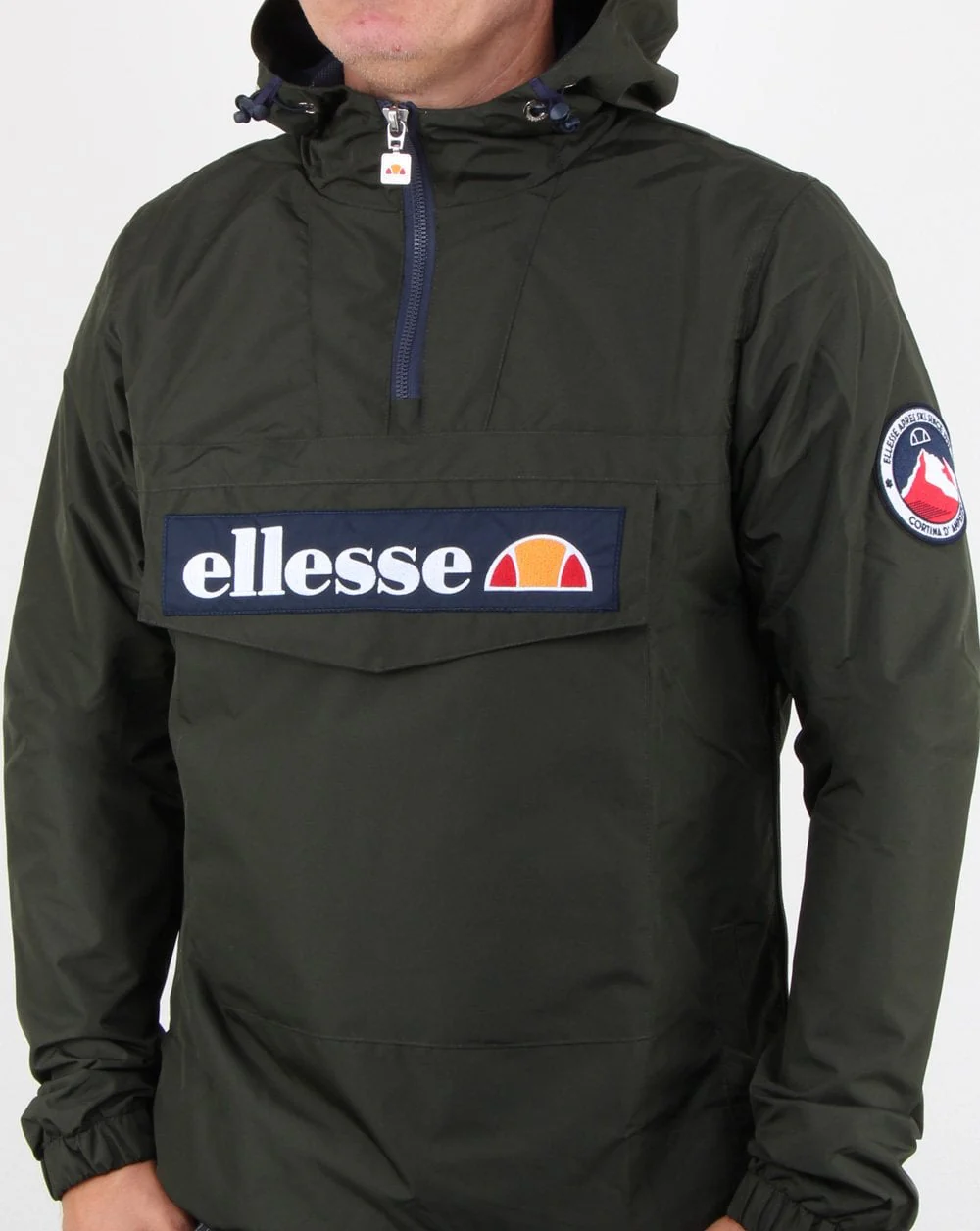 Ellesse Quarter Zip Overhead Jacket Deep Khaki - Image 4