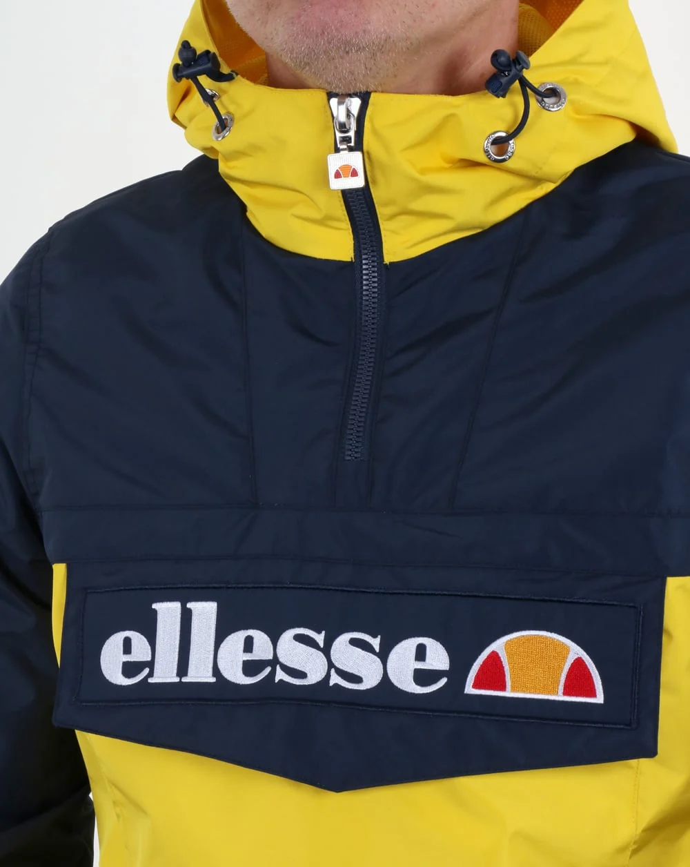 Ellesse Quarter Zip Overhead Jacket in Navy/Yellow - Image 2