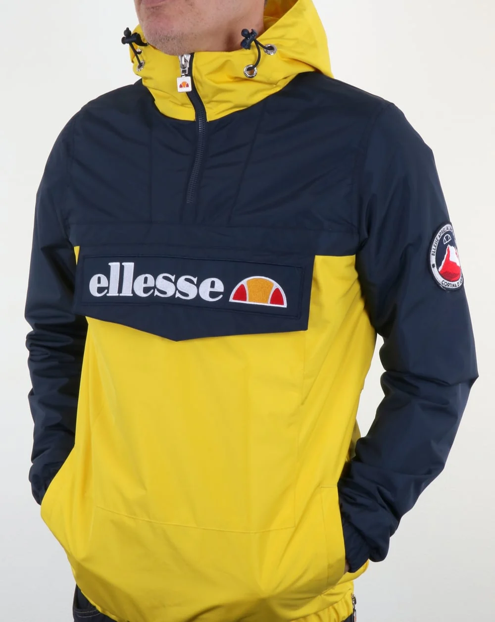 Ellesse Quarter Zip Overhead Jacket in Navy/Yellow - Image 4