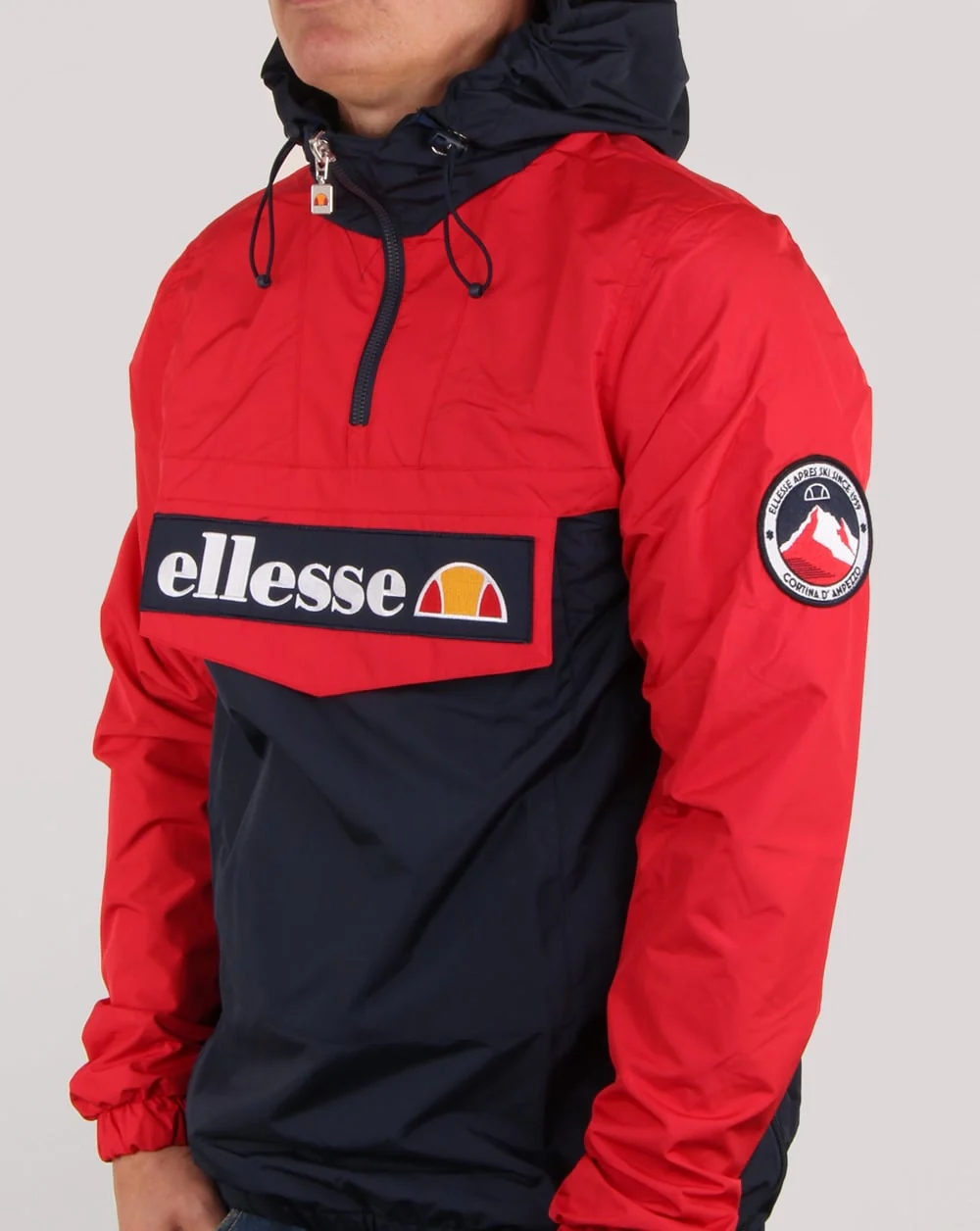 Ellesse Quarter Zip Overhead Jacket Navy/Red - Image 3