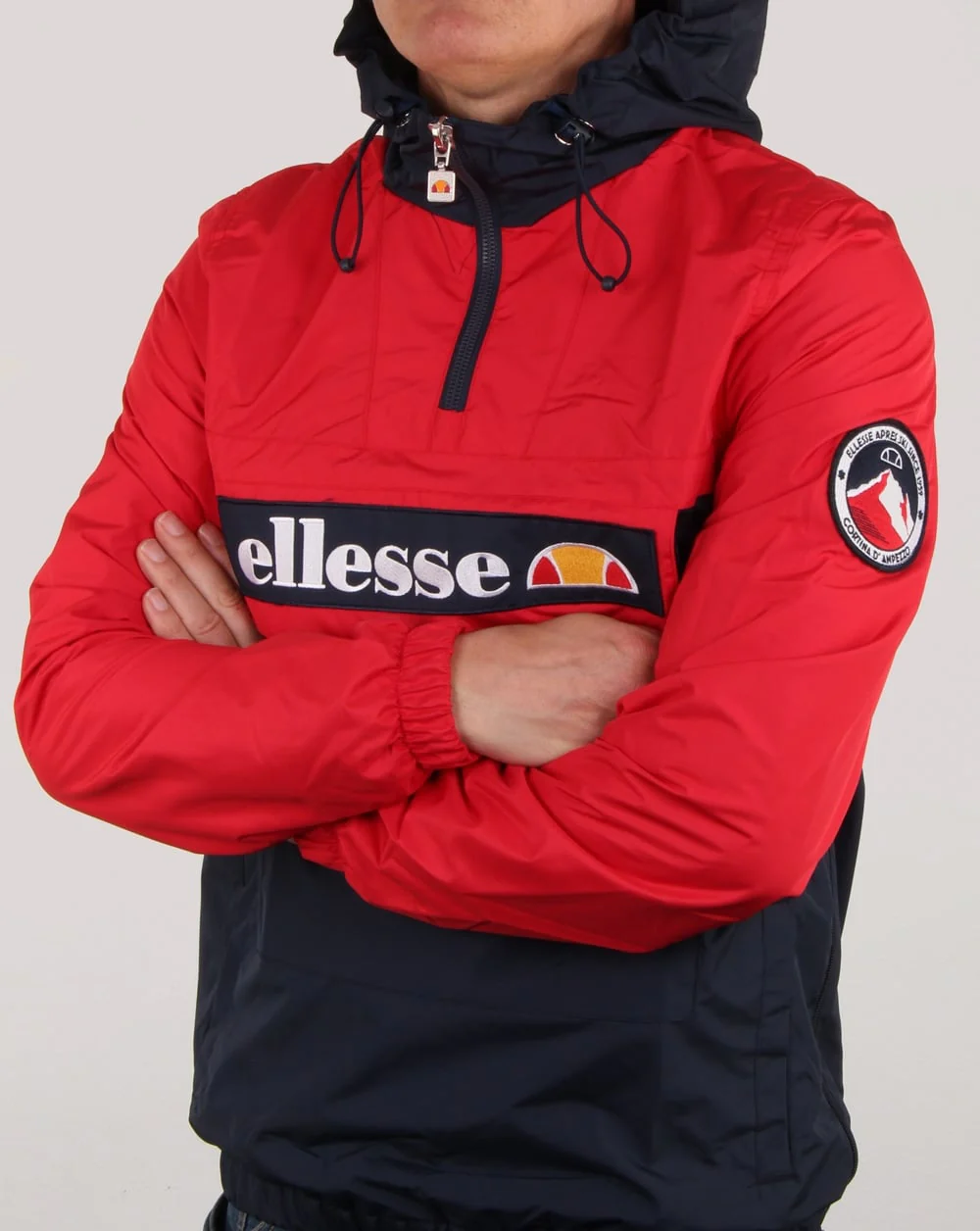 Ellesse Quarter Zip Overhead Jacket Navy/Red - Image 4