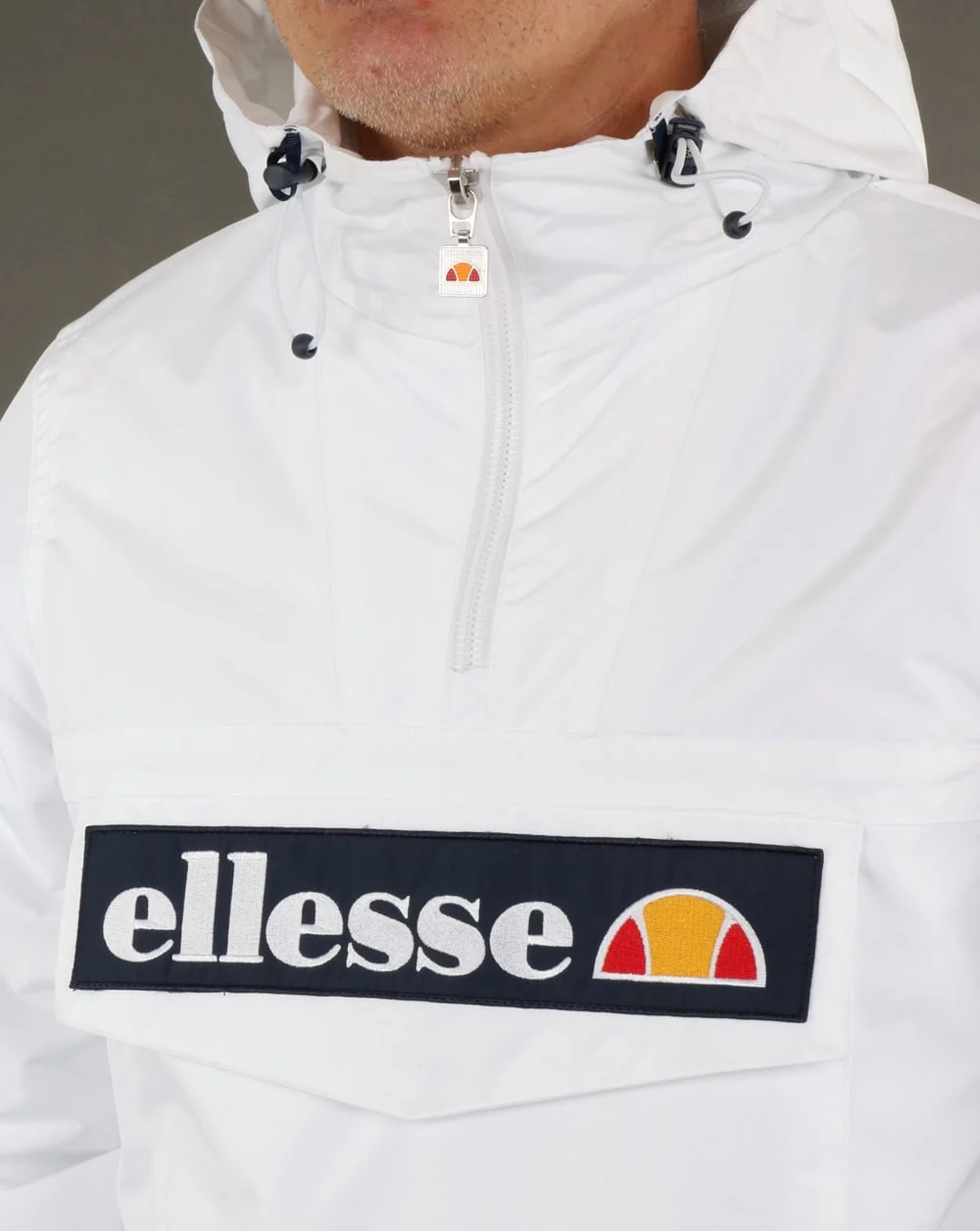 Ellesse Quarter Zip Overhead Jacket White - Image 3