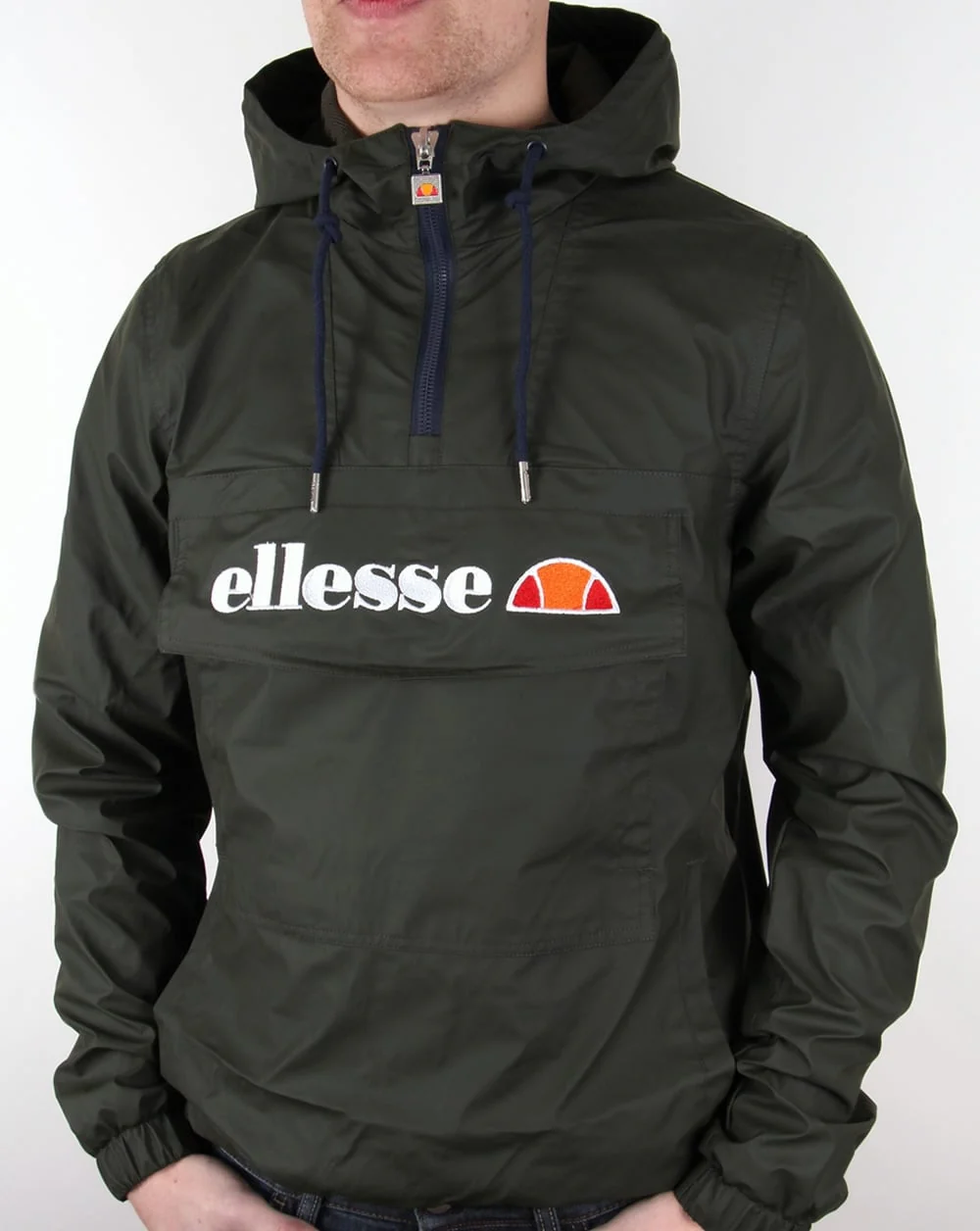 Ellesse Quarter Zip Smock Jacket Deep Khaki - Image 4