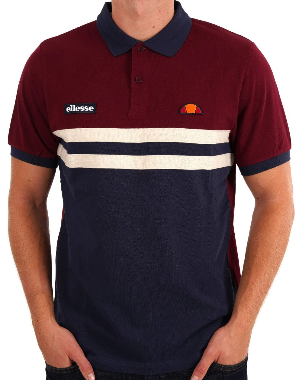 Ellesse Rimini Polo Shirt Navy/Burgundy