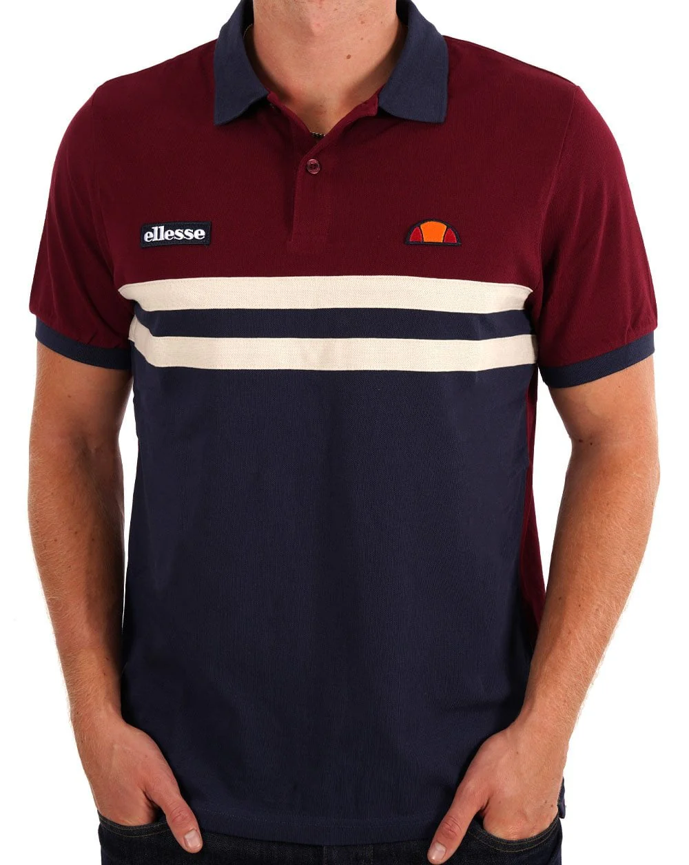 Ellesse Rimini Polo Shirt Navy/Burgundy - Image 3