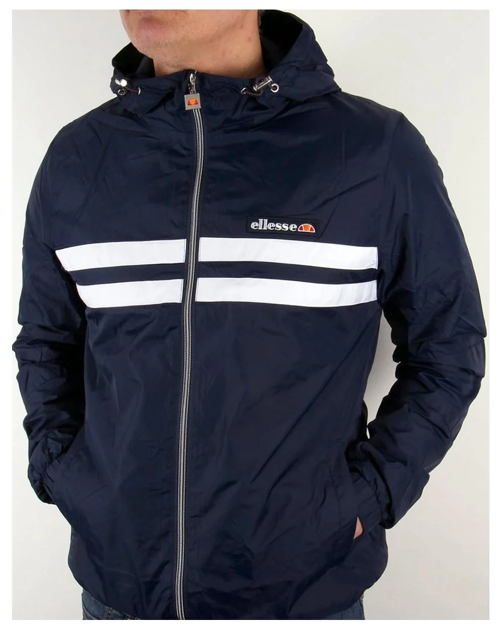Ellesse Rimini striped rain Jacket Navy