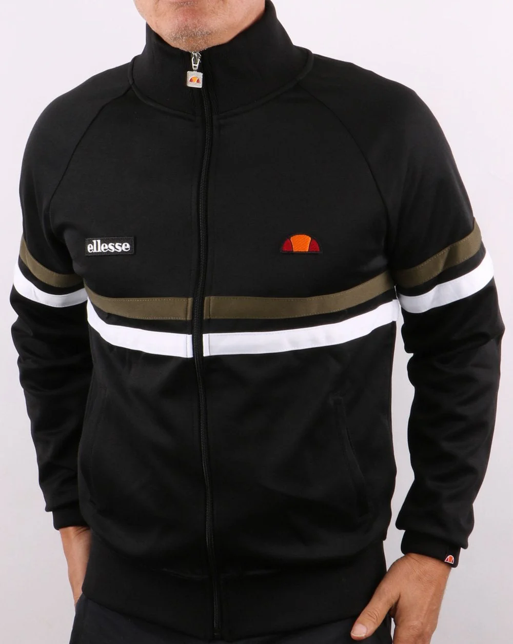 Ellesse Rimini Track Top Black/Khaki/White - Image 2