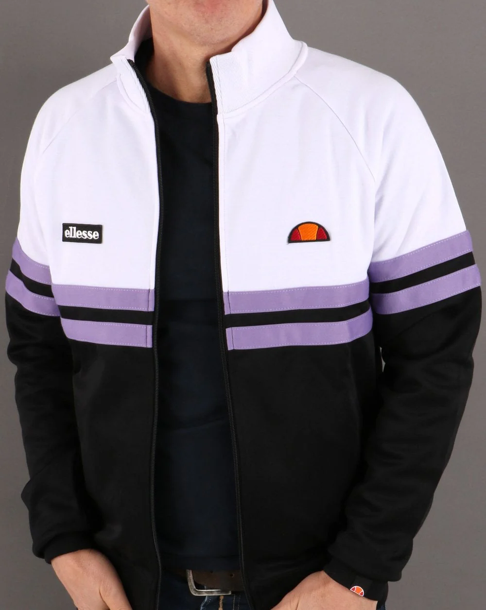 Ellesse Rimini Track Top Black/White/Lilac - Image 4