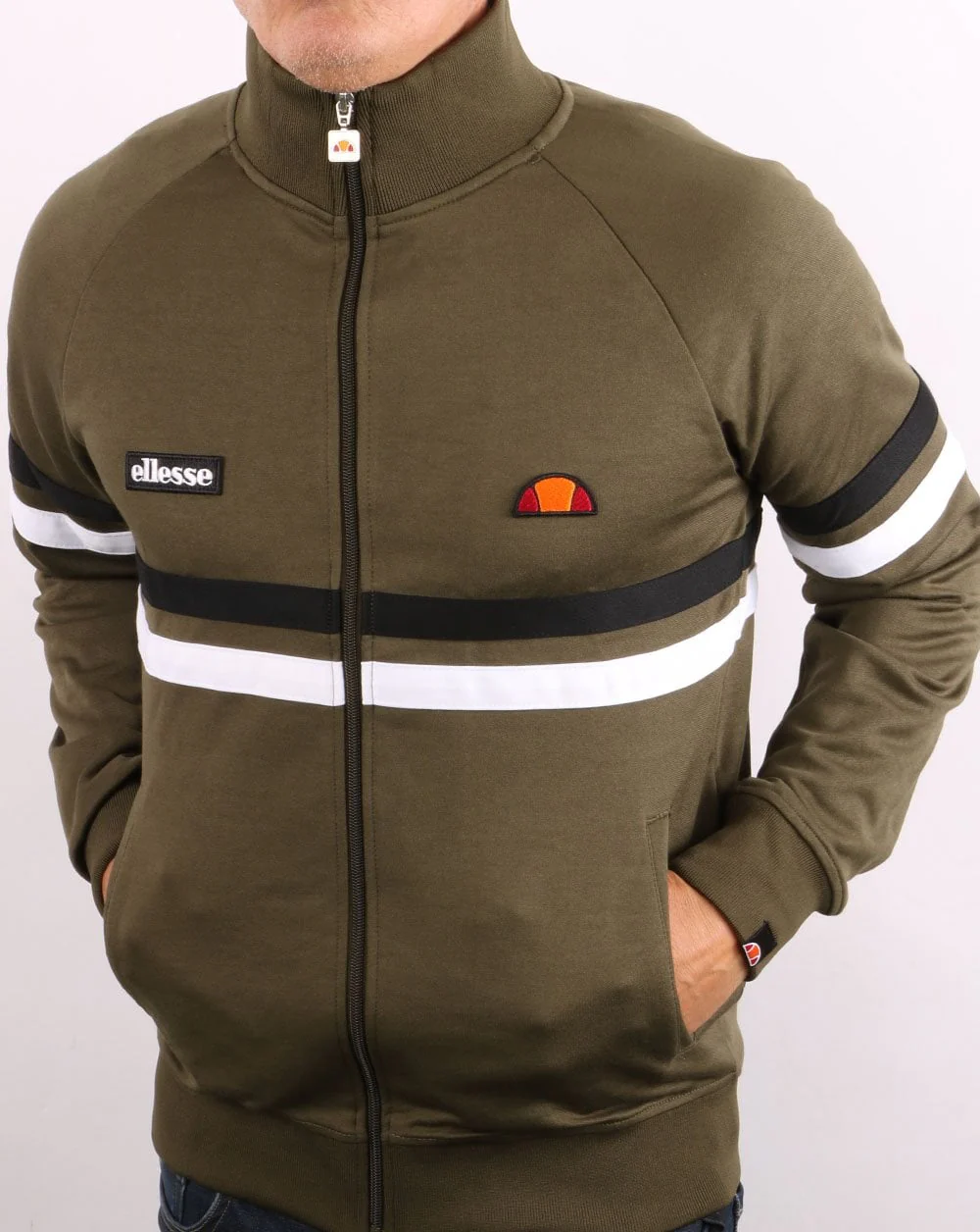 Ellesse Rimini Track Top Khaki/Black/White - Image 2