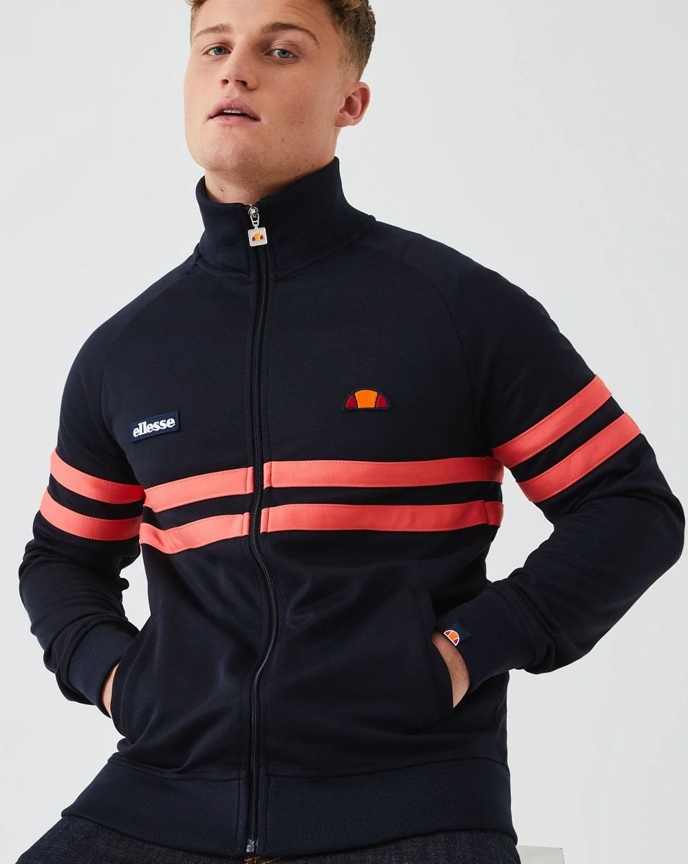Ellesse Rimini Track Top Navy/Coral - Image 2