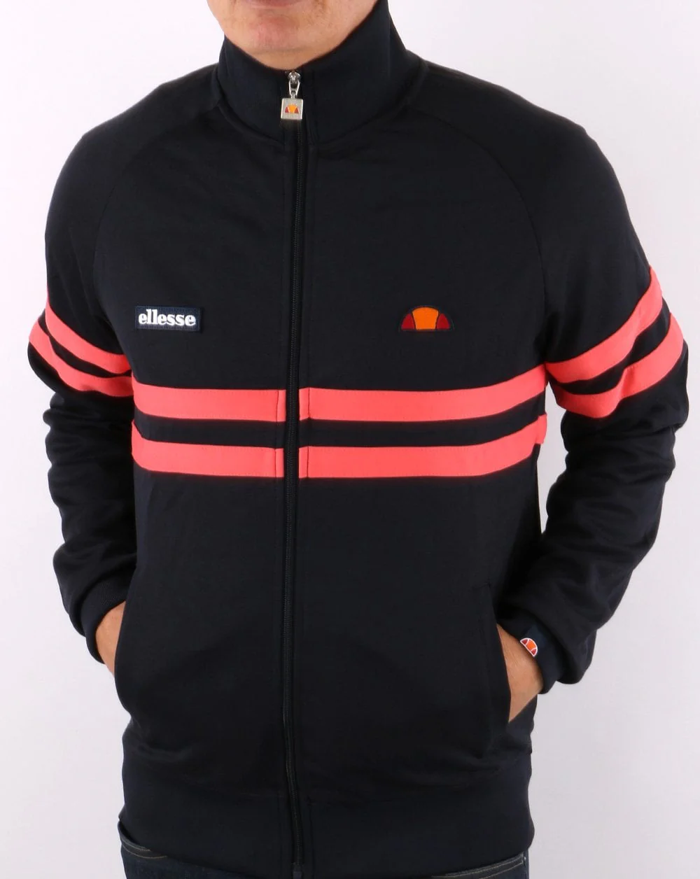 Ellesse Rimini Track Top Navy/Coral - Image 3