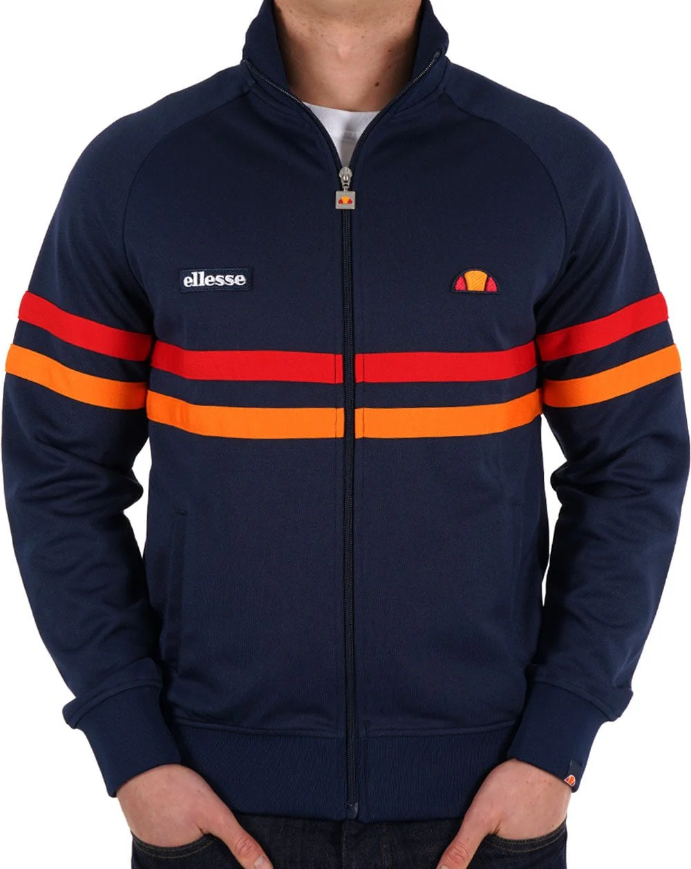 Ellesse Rimini Track Top Navy Red Orange - Image 3