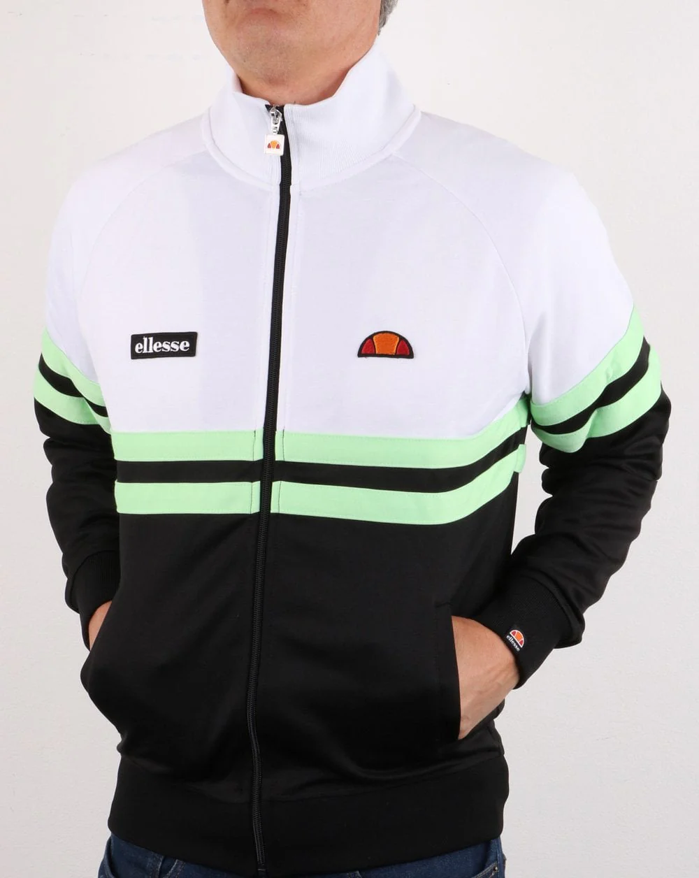 Ellesse Rimini Track Top White/Black/Green - Image 2