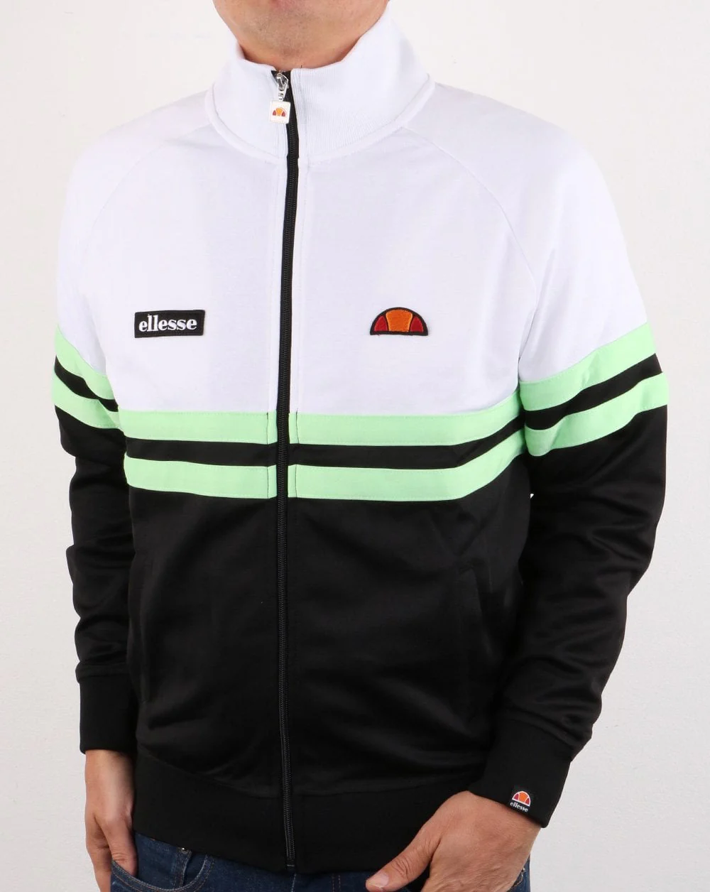 Ellesse Rimini Track Top White/Black/Green - Image 3