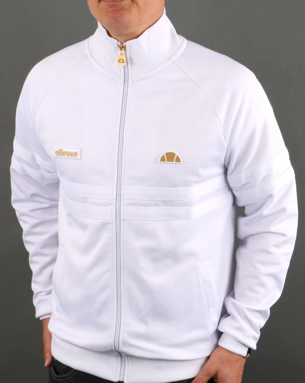 Ellesse Rimini Track Top White/Gold - Image 2