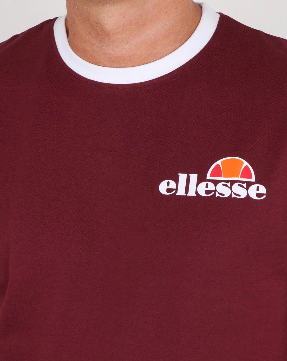 Ellesse Ringer T Shirt Burgundy White - Image 2