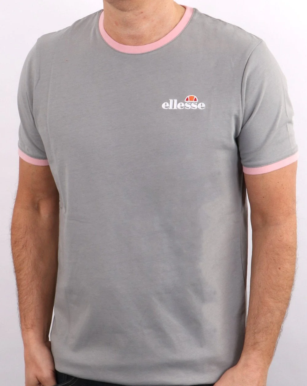 Ellesse Ringer T Shirt Grey/pink