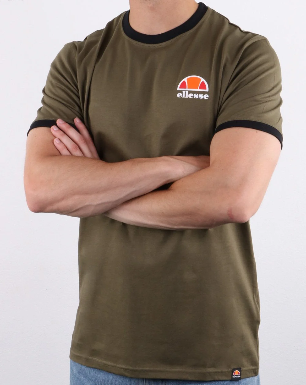 Ellesse Ringer T Shirt Khaki - Image 3