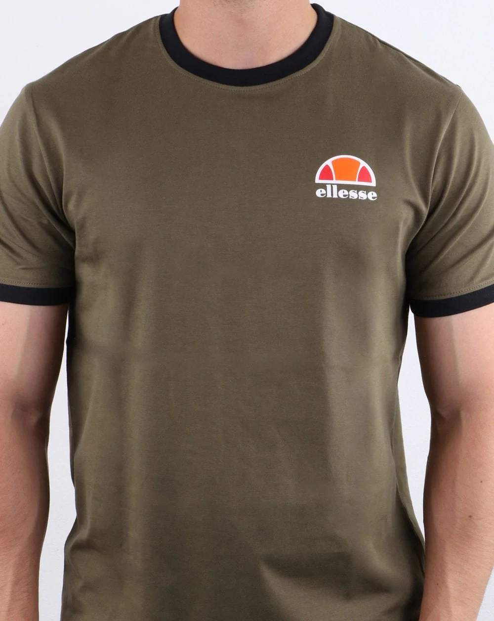 Ellesse Ringer T Shirt Khaki - Image 4