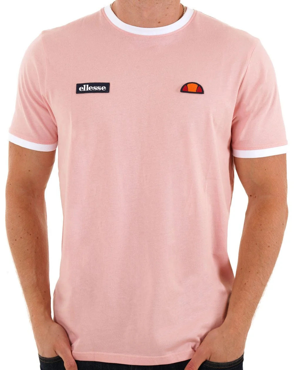 Ellesse Ringer T Shirt Light Pink / White