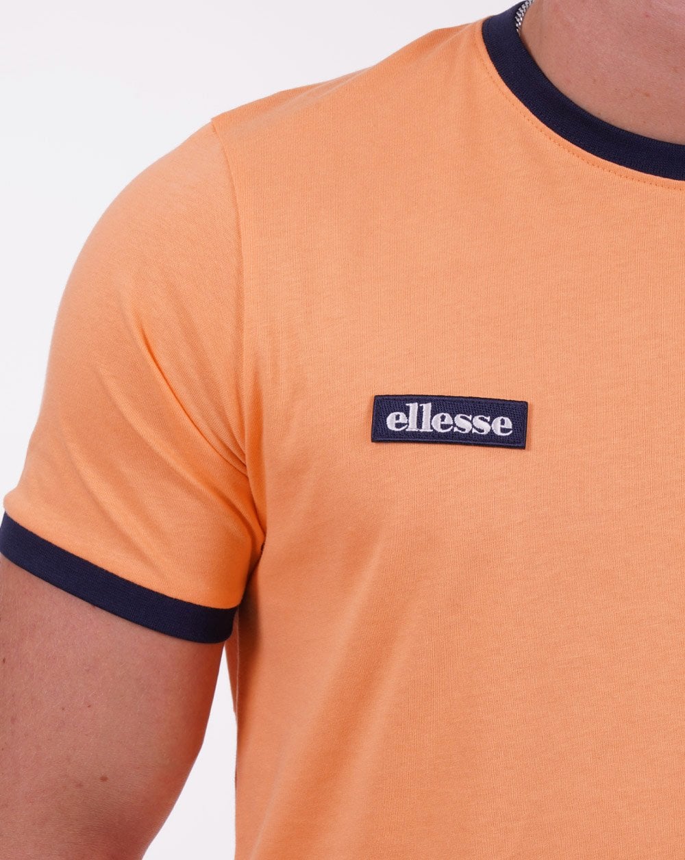 Ellesse Ringer T Shirt Orange/Navy - Image 2