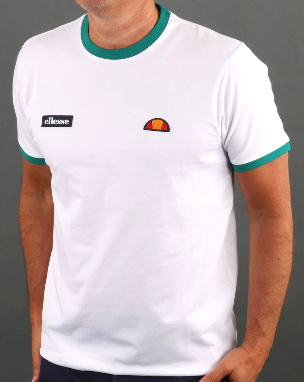 Ellesse Ringer T Shirt White/Green