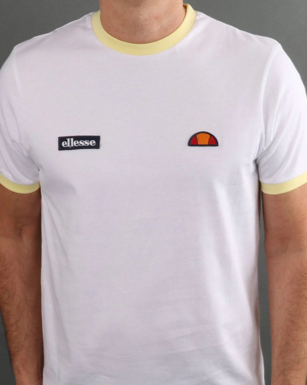Ellesse Ringer T Shirt White/light Yellow - Image 2