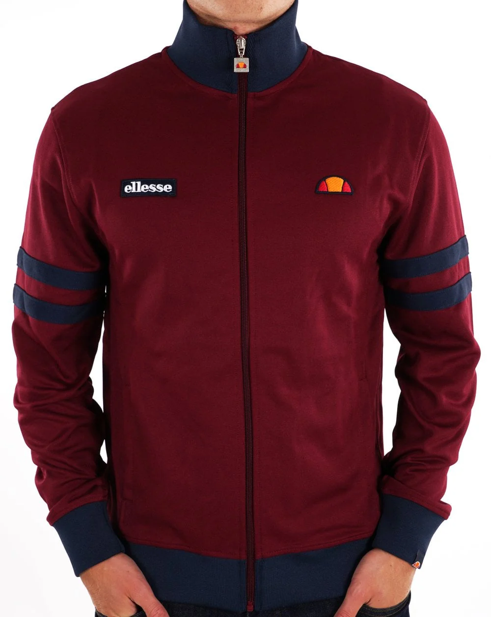 Ellesse Roma Track Top Burgundy Navy - Image 3