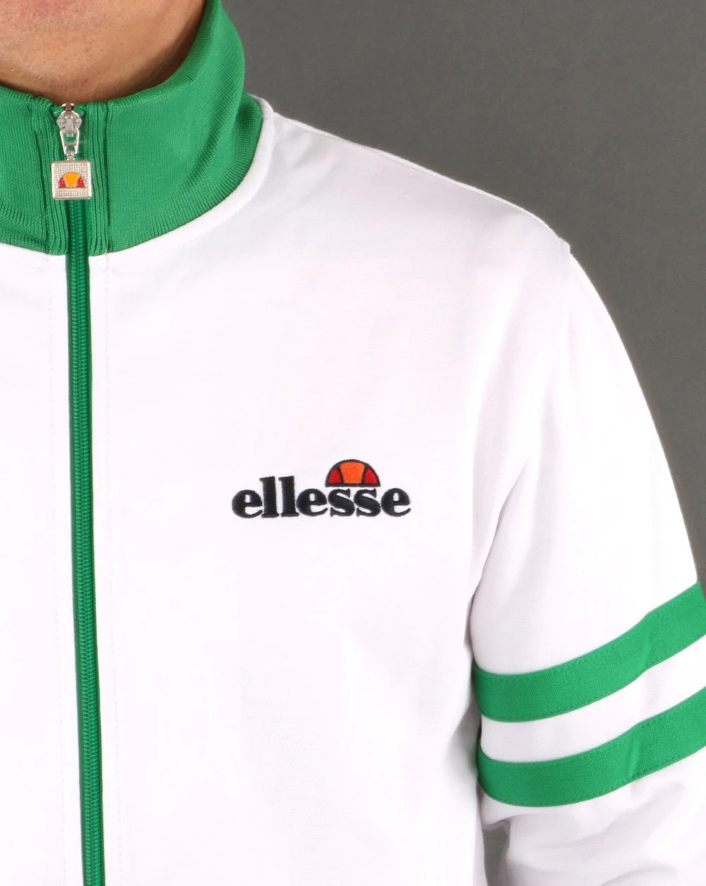 Ellesse Roma Track Top White/Green - Image 2