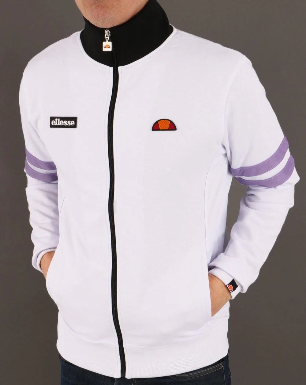 Ellesse Roma Track Top White/Lilac/Black - Image 2