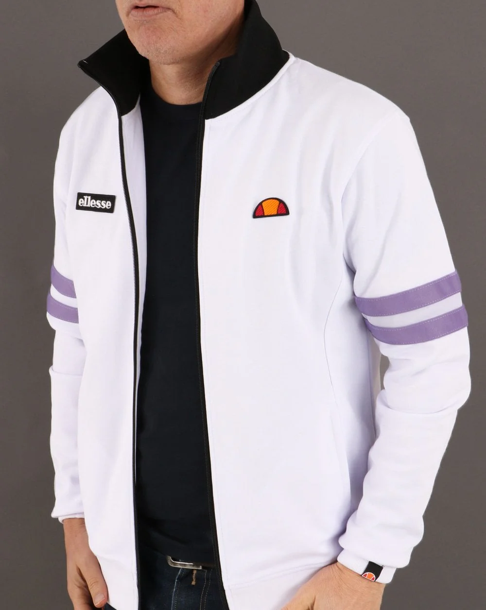 Ellesse Roma Track Top White/Lilac/Black - Image 4