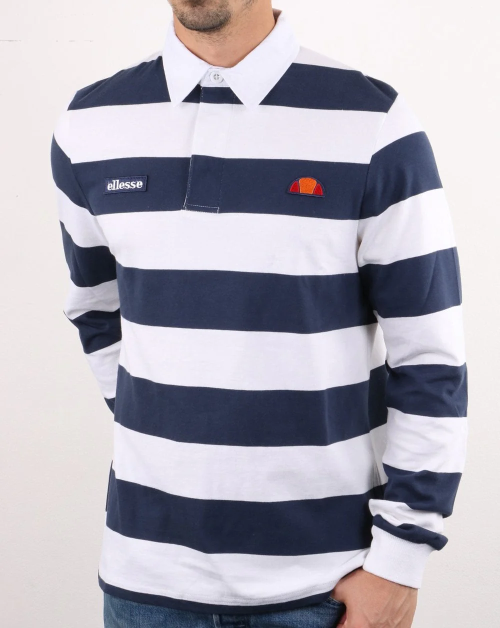 Ellesse Rugby Shirt White/Navy - Image 2