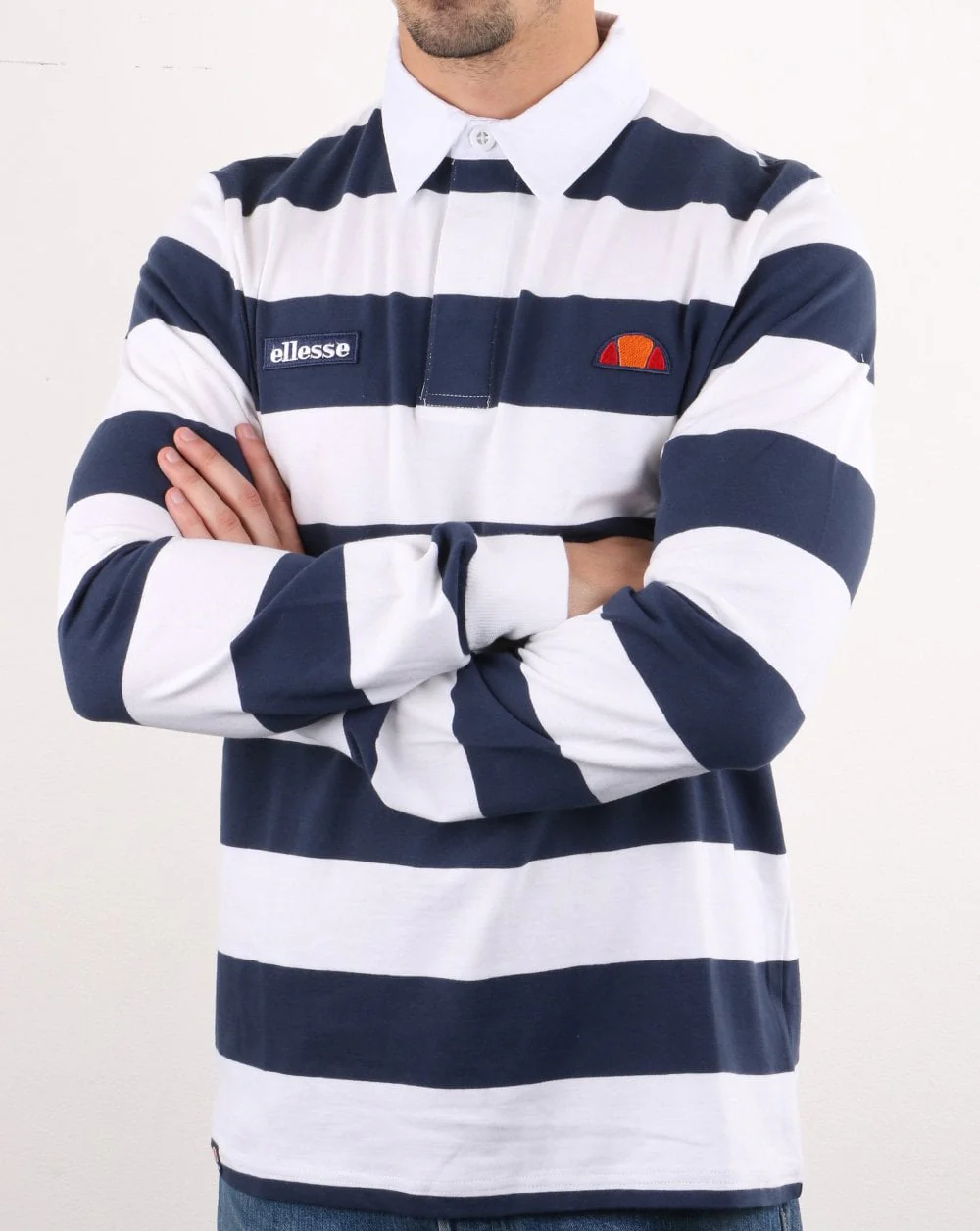 Ellesse Rugby Shirt White/Navy - Image 3