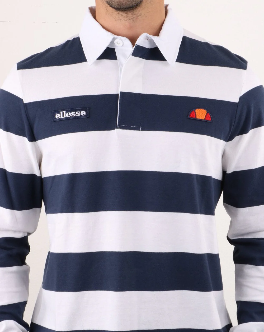 Ellesse Rugby Shirt White/Navy - Image 4