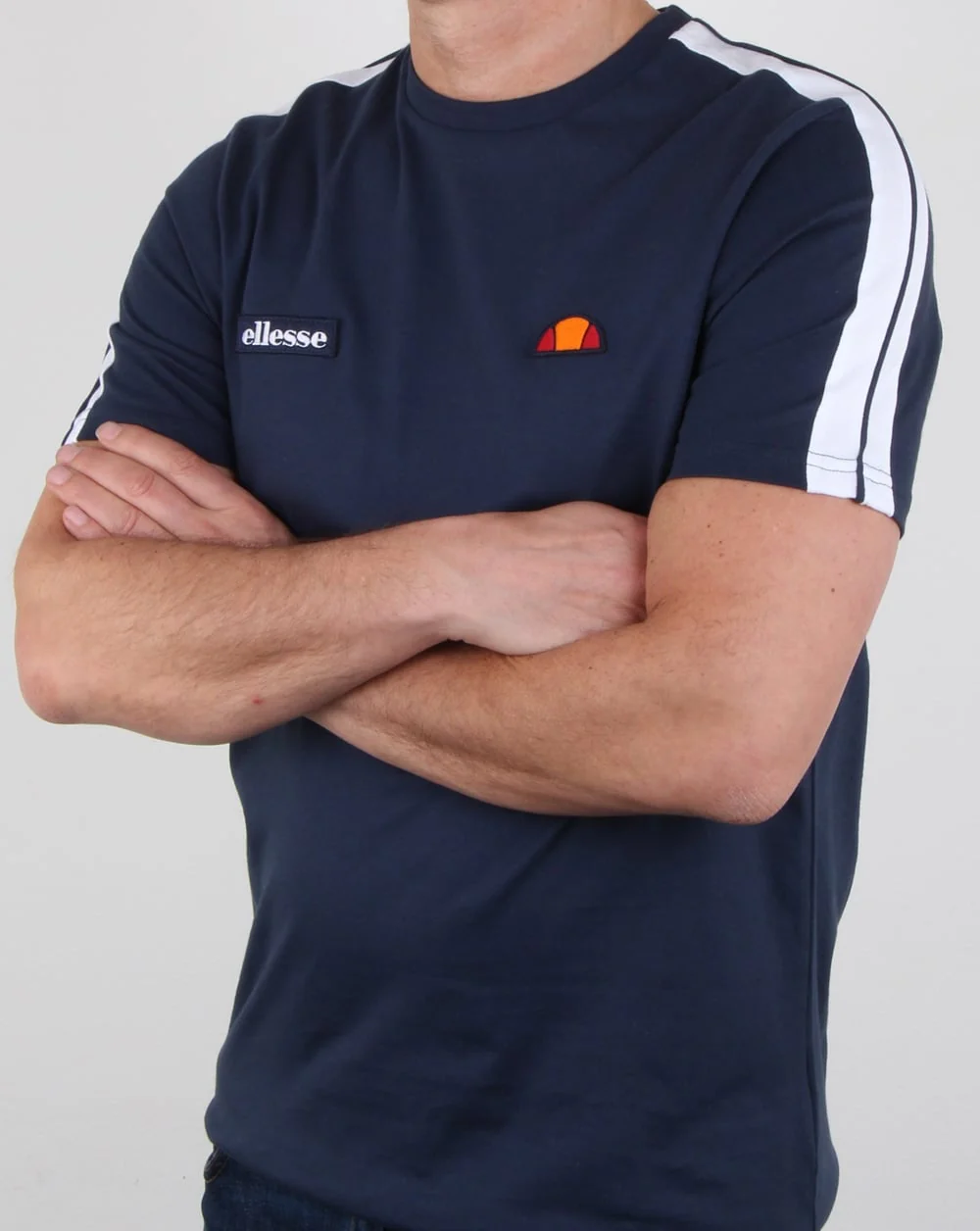 Ellesse Shoulder stripe T Shirt Navy - Image 3