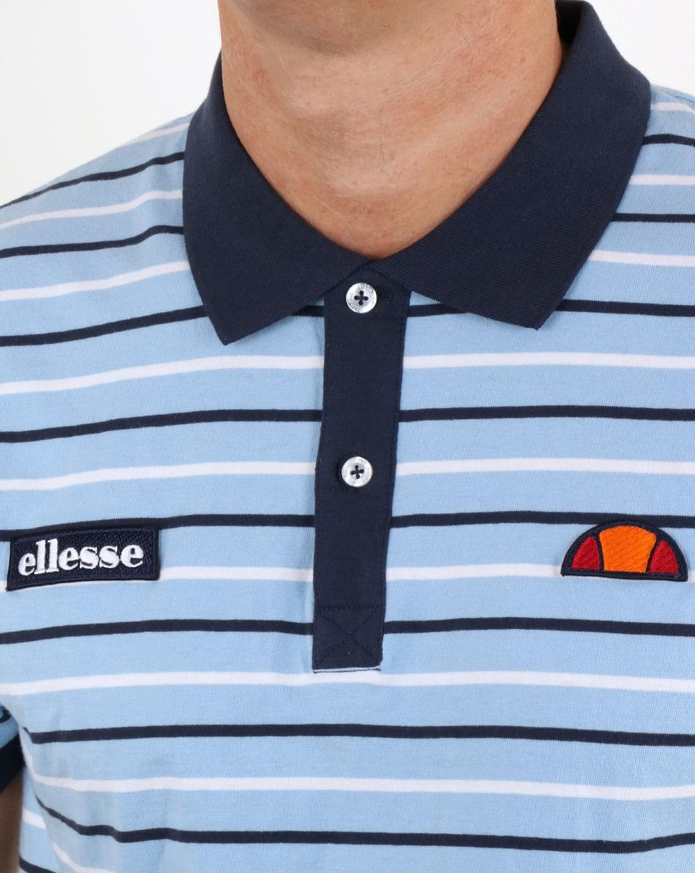 Ellesse Sky Blue Striped Polo Shirt - Image 2
