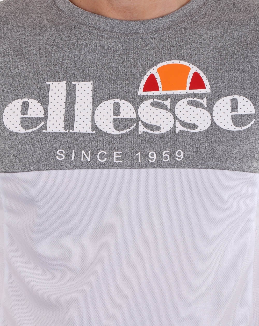 Ellesse Split T Shirt Grey Marl/white - Image 2