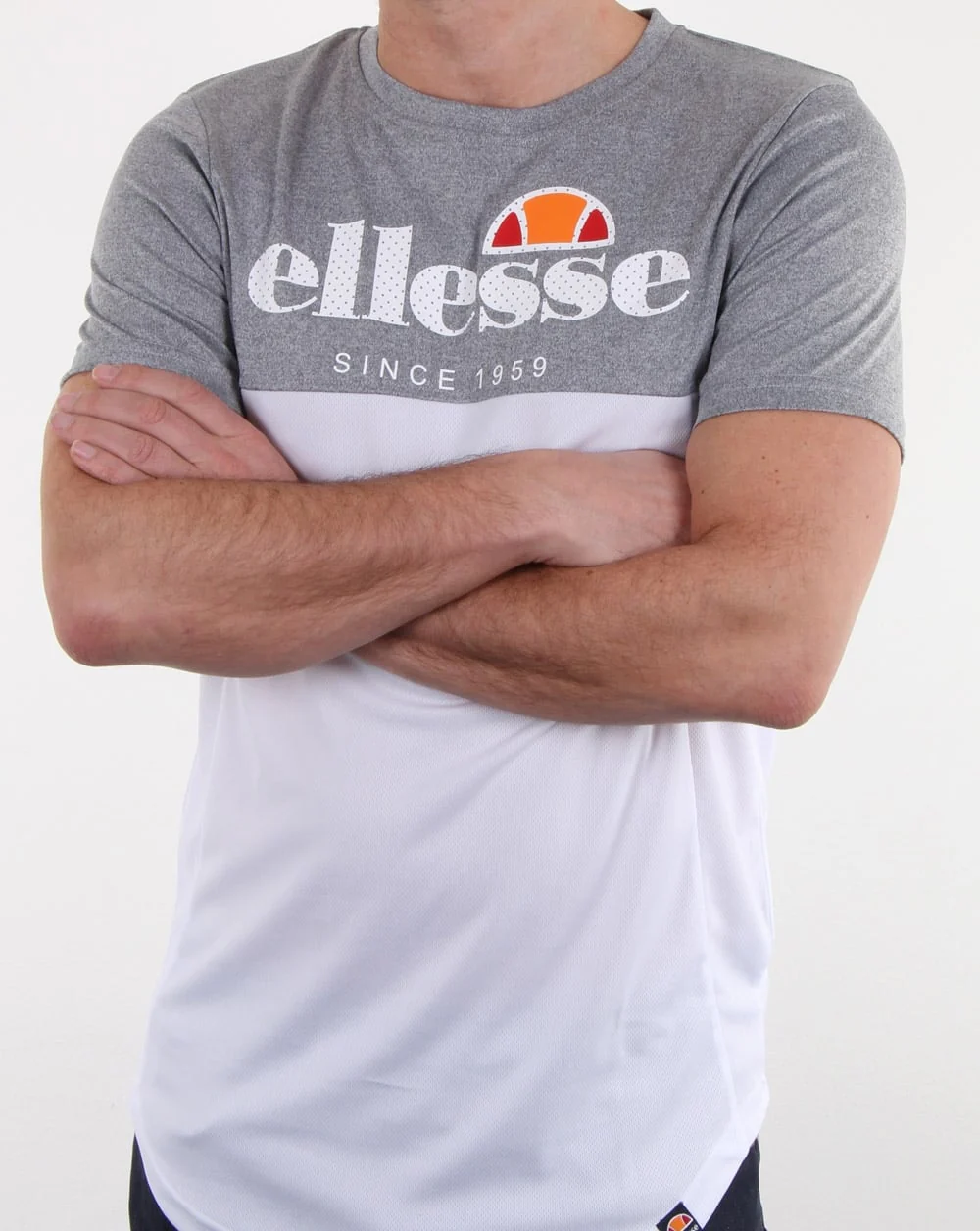 Ellesse Split T Shirt Grey Marl/white - Image 3