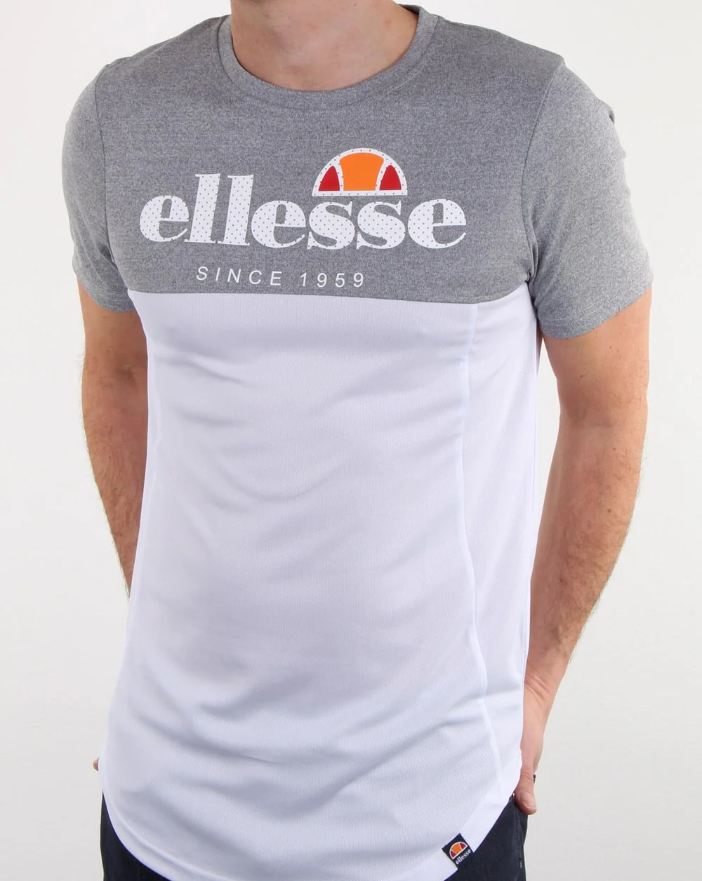 Ellesse Split T Shirt Grey Marl/white - Image 4