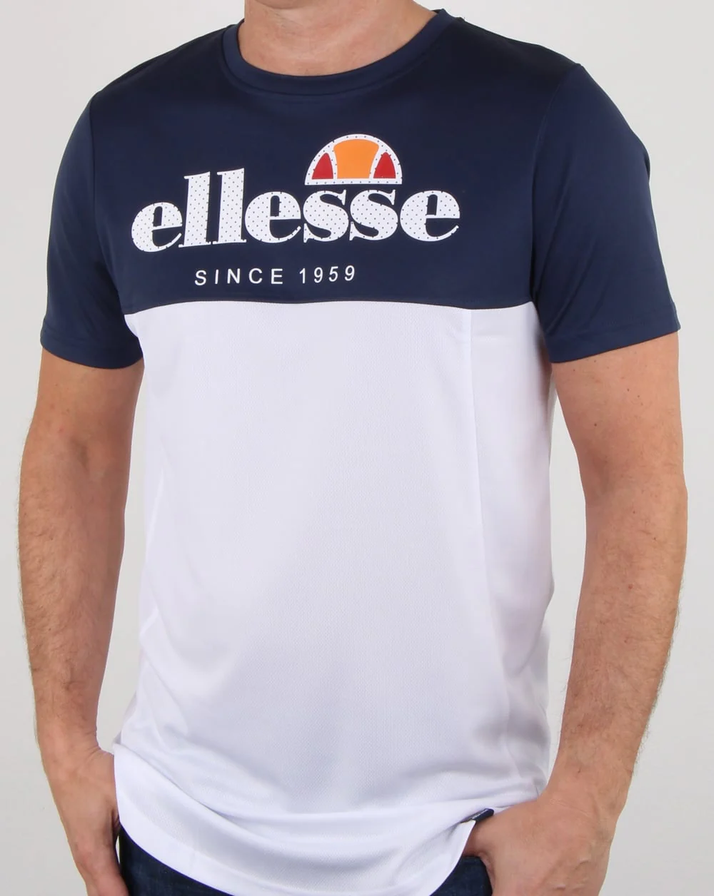 Ellesse split T Shirt Navy/white